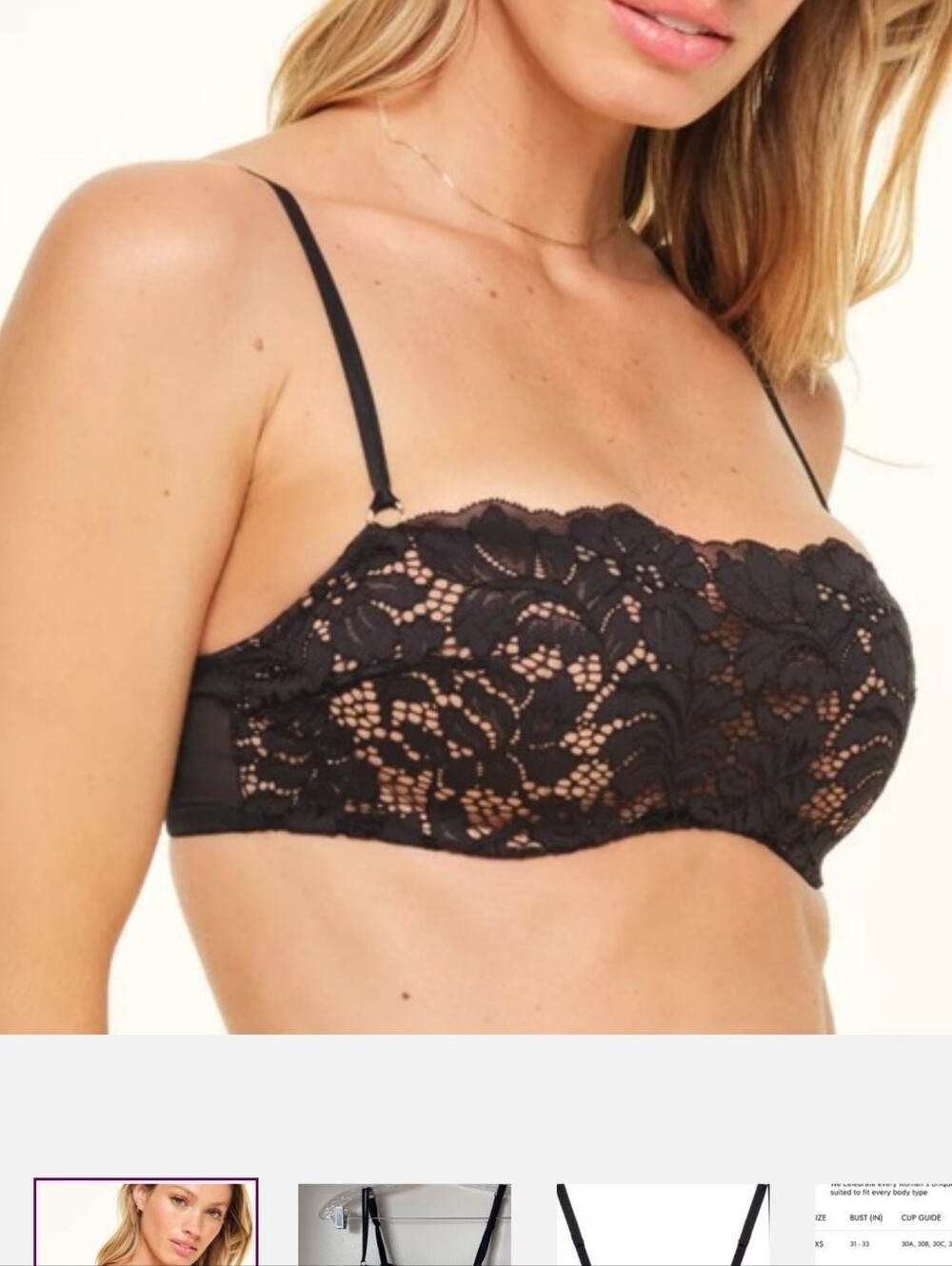 NWOT ADORE ME Georgianna Push Up Black Lace & Nude Bra Size 38b